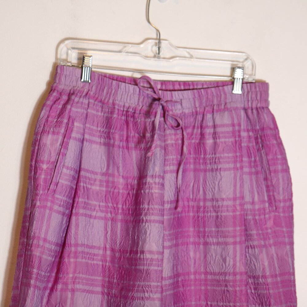 Essentiel Antwerp Lilac Purple Donuts Checked Wide Leg Pant 40 Large Floral Bold - Picture 3 of 9